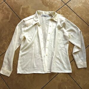 Impressions Cream Button-Up Blouse Size 12